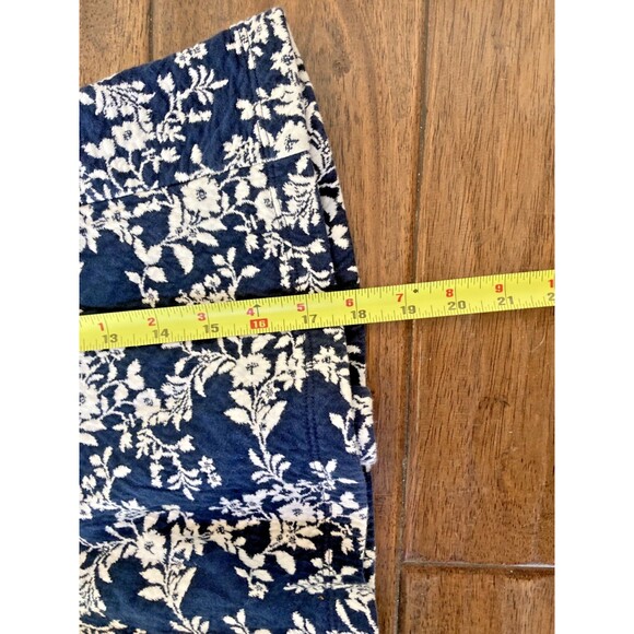 LOFT Floral Skater Skirt Medium Navy/White Workwear Preppy Elastic Waist - Picture 6 of 6